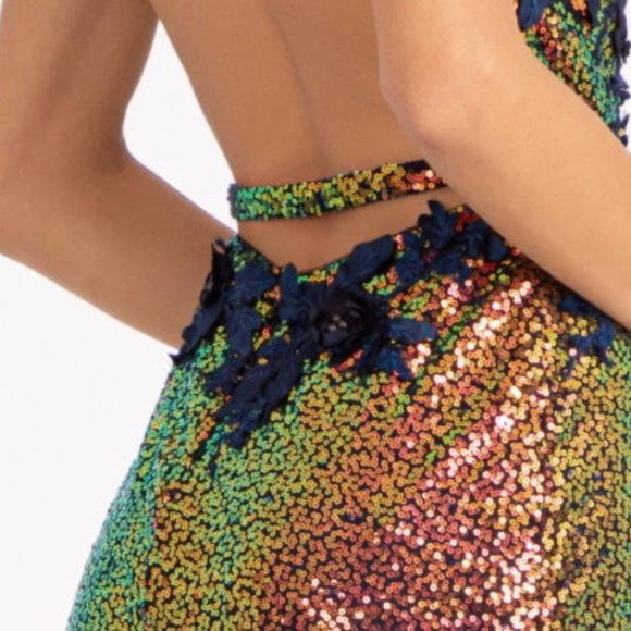 NEW LONG OFF THE SHOULDER SLEEVELESS SHEATH GOWN EMBROIDERED WITH SEQUINS GL3025 - Picture 12 of 14